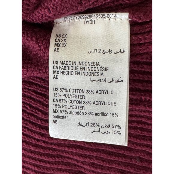 Style & Co Womens Plus Size 2X Ribbed Hem Knit Burgundy Sweater - Picture 12 of 16